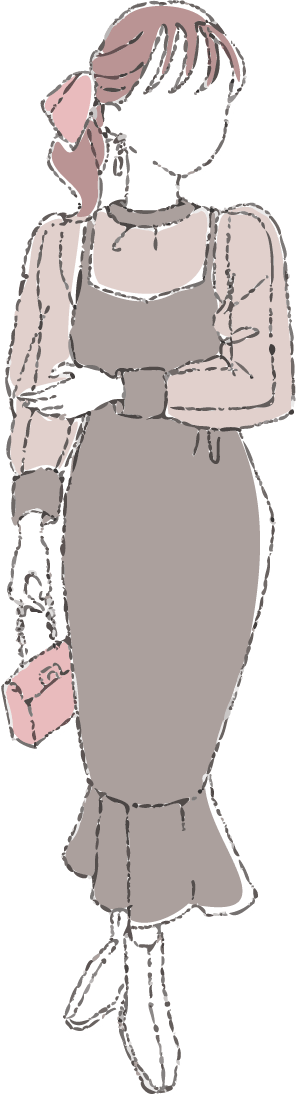 ;グレーの服を着た女性